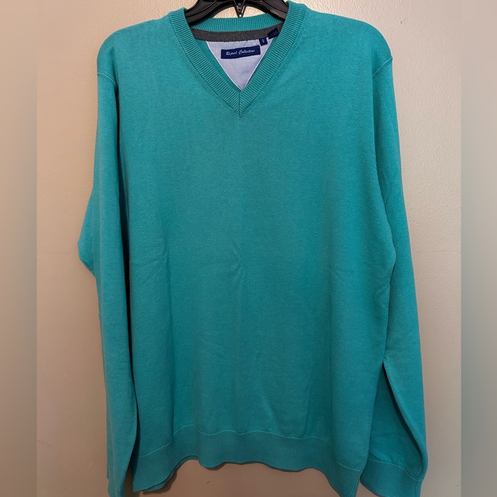 Report Collection Teal V-Neck Sweater - lightweight